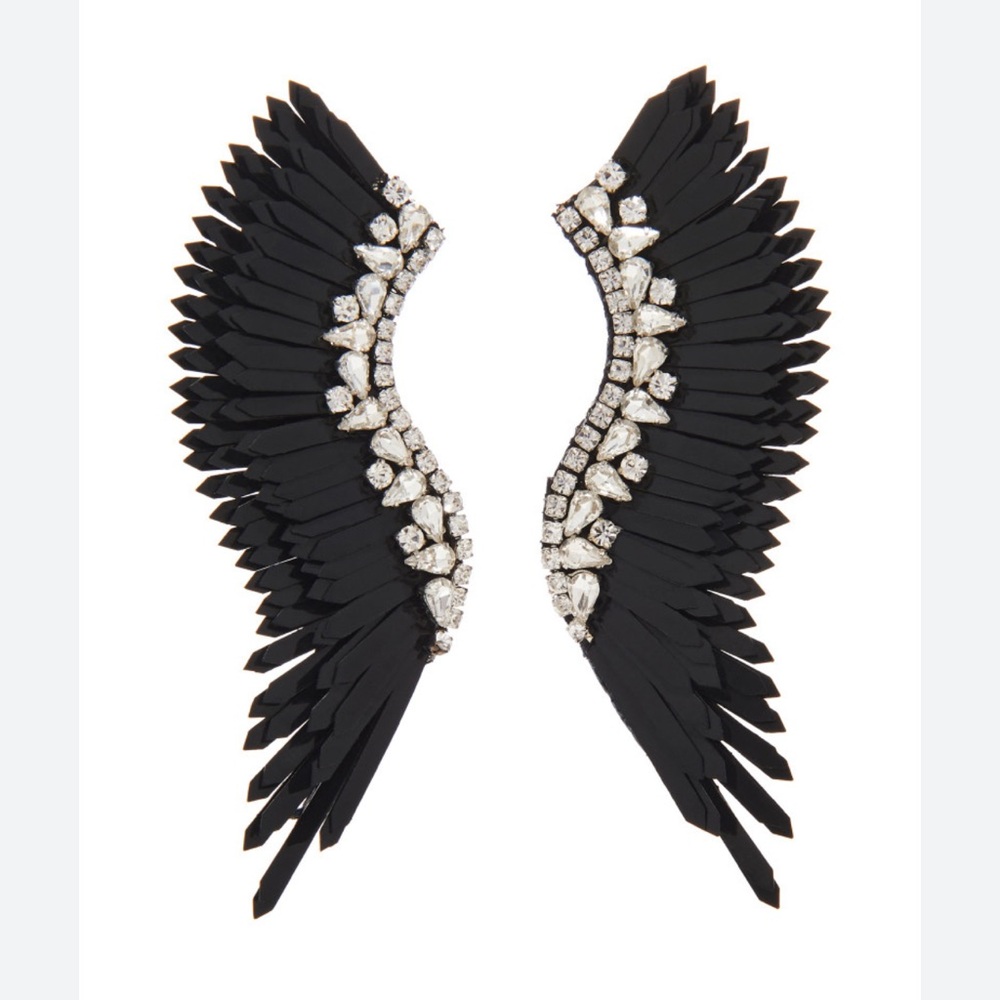 Mignonne Gavigan Mega Madeline Earrings Black with Silver Crystals